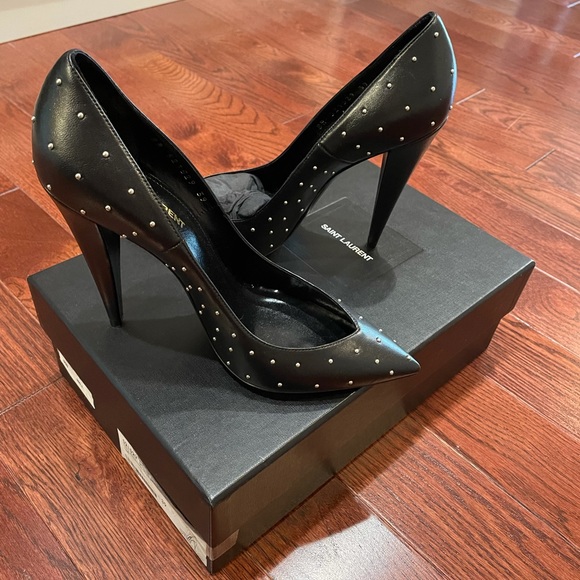 Saint Laurent Black Heels with Silver Studs - Picture 1 of 7